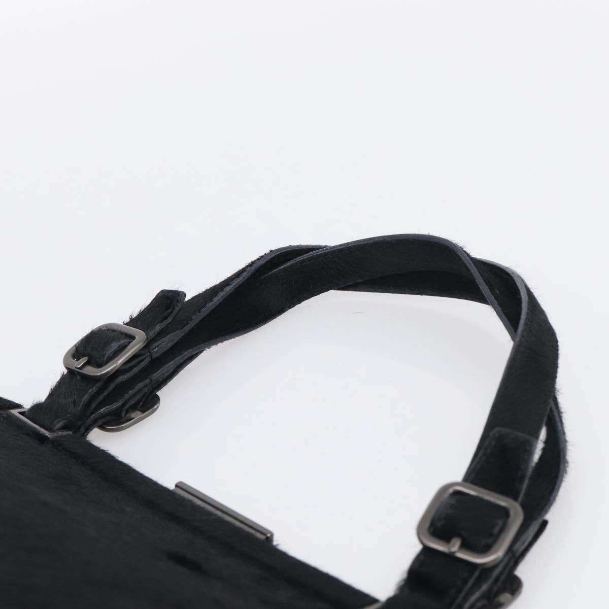 PRADA Hand Bag Harako leather Black Silver Auth BA17112