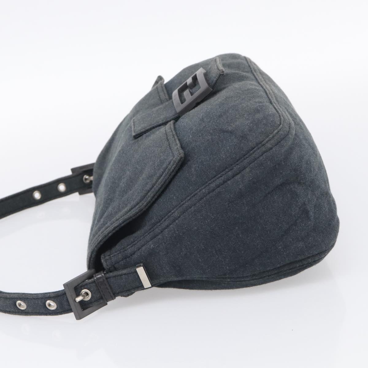 FENDI Mamma Baguette Shoulder Bag cotton Gray Auth BA17114A