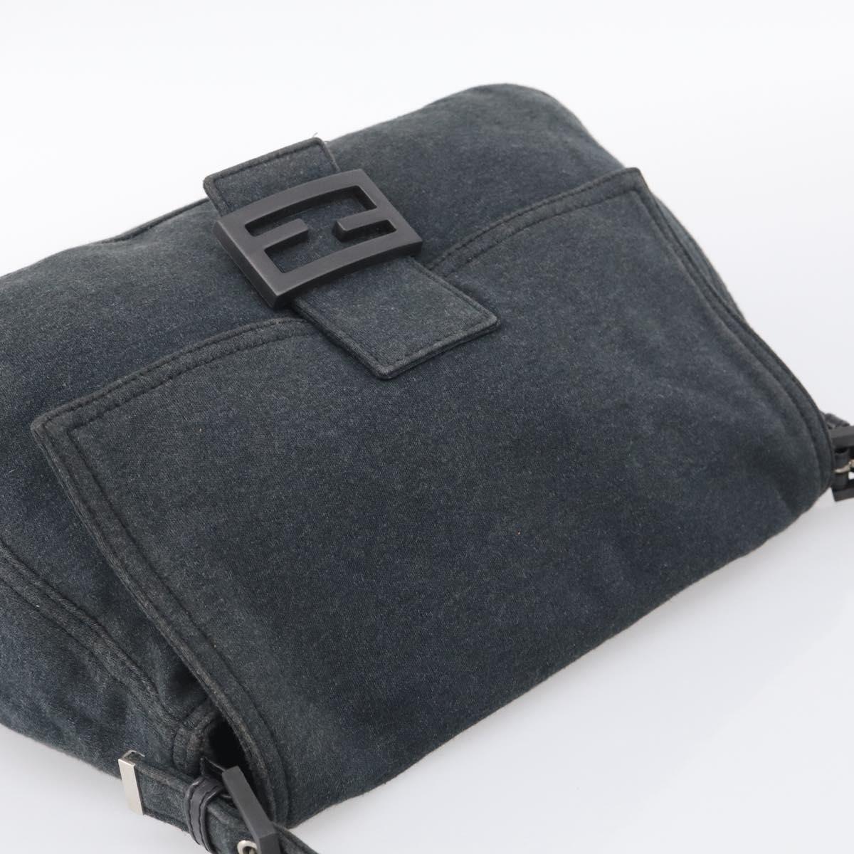 FENDI Mamma Baguette Shoulder Bag cotton Gray Auth BA17114A