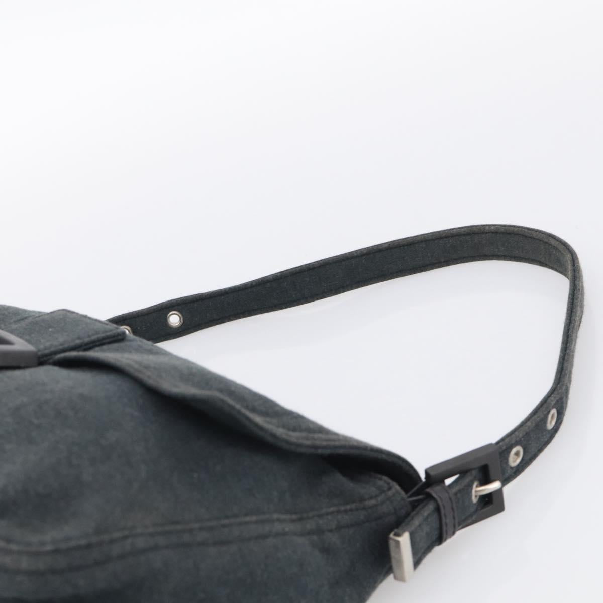 FENDI Mamma Baguette Shoulder Bag cotton Gray Auth BA17114A