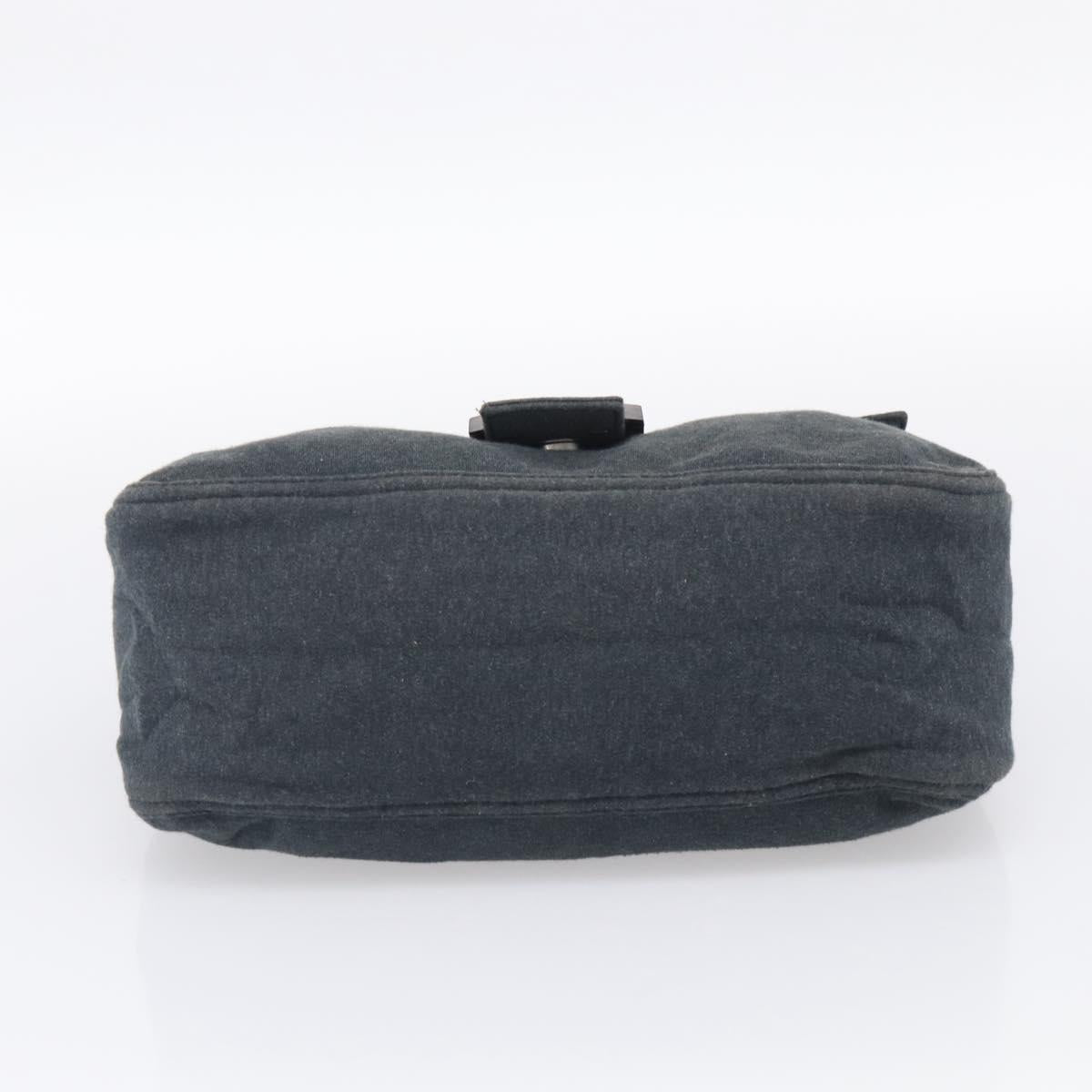 FENDI Mamma Baguette Shoulder Bag cotton Gray Auth BA17114A