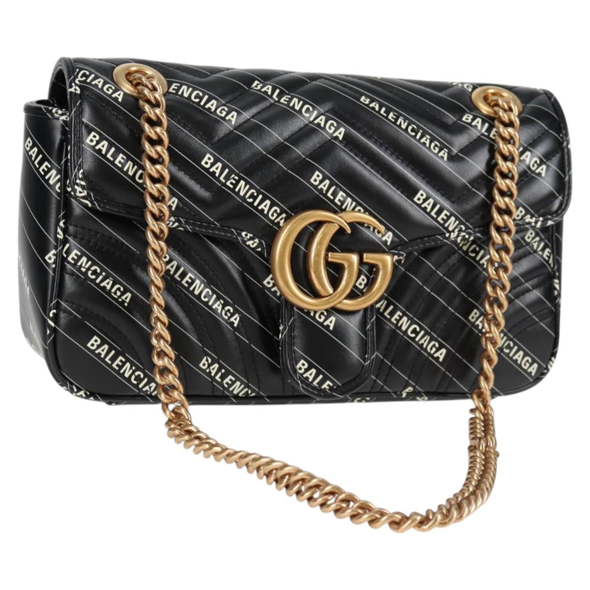 GUCCI Balenciaga Chain The Hacker Project Bag Leather Black 443497 Auth BA1727M