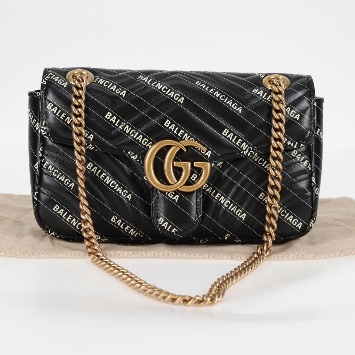 GUCCI Balenciaga Chain The Hacker Project Bag Leather Black 443497 Auth BA1727M
