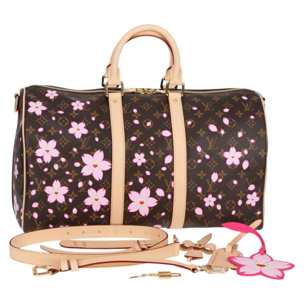 LOUIS VUITTON Cherry Blossom TM Keepall Bandouliere 45 Bag M13752 Auth BA1732SM