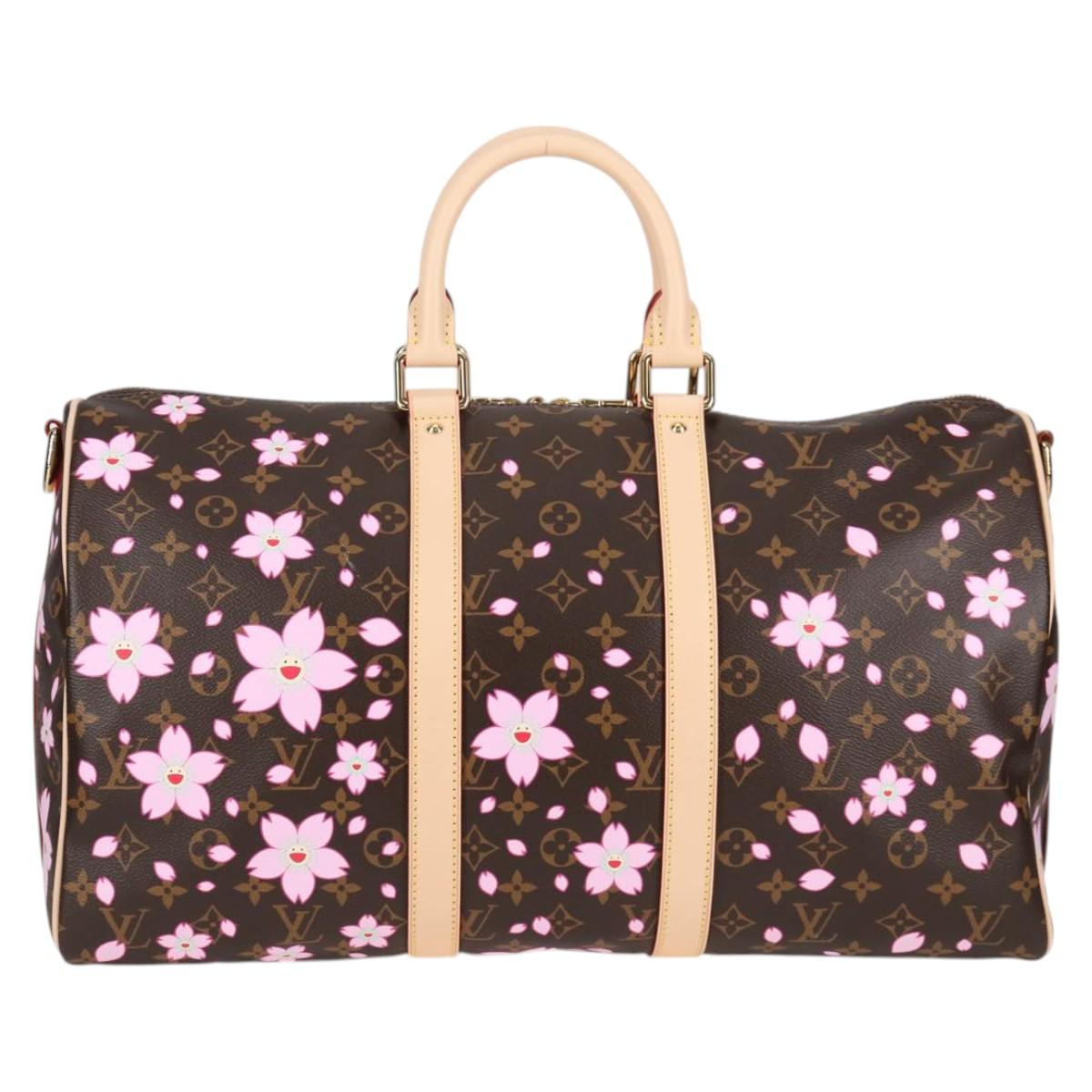 LOUIS VUITTON Cherry Blossom TM Keepall Bandouliere 45 Bag M13752 Auth BA1732SM