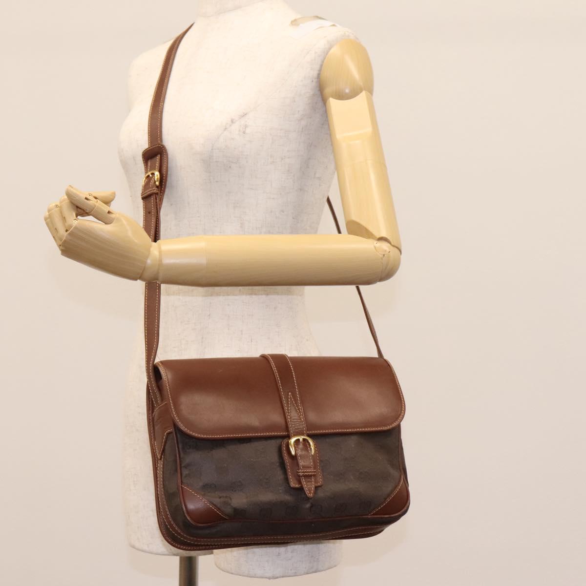 GUCCI GG Canvas Shoulder Bag Brown Gold 001 261 0613 Auth BA1734