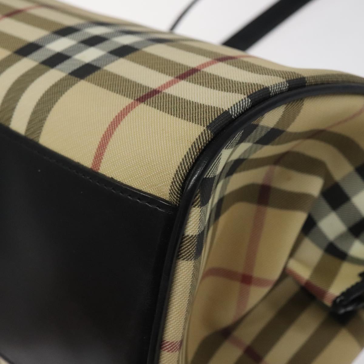 BURBERRY Nova Check Shoulder Bag PVC Beige Auth BA1737