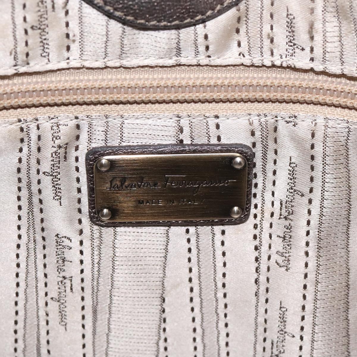 Salvatore Ferragamo Shoulder Bag Leather Champagne Gold Auth BA1746