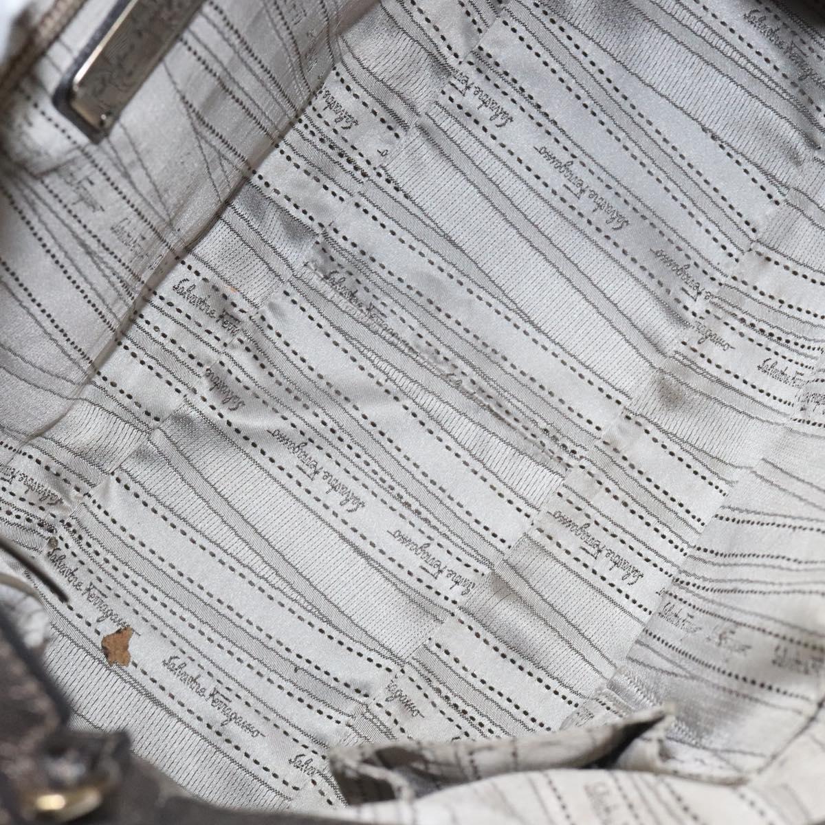 Salvatore Ferragamo Shoulder Bag Leather Champagne Gold Auth BA1746