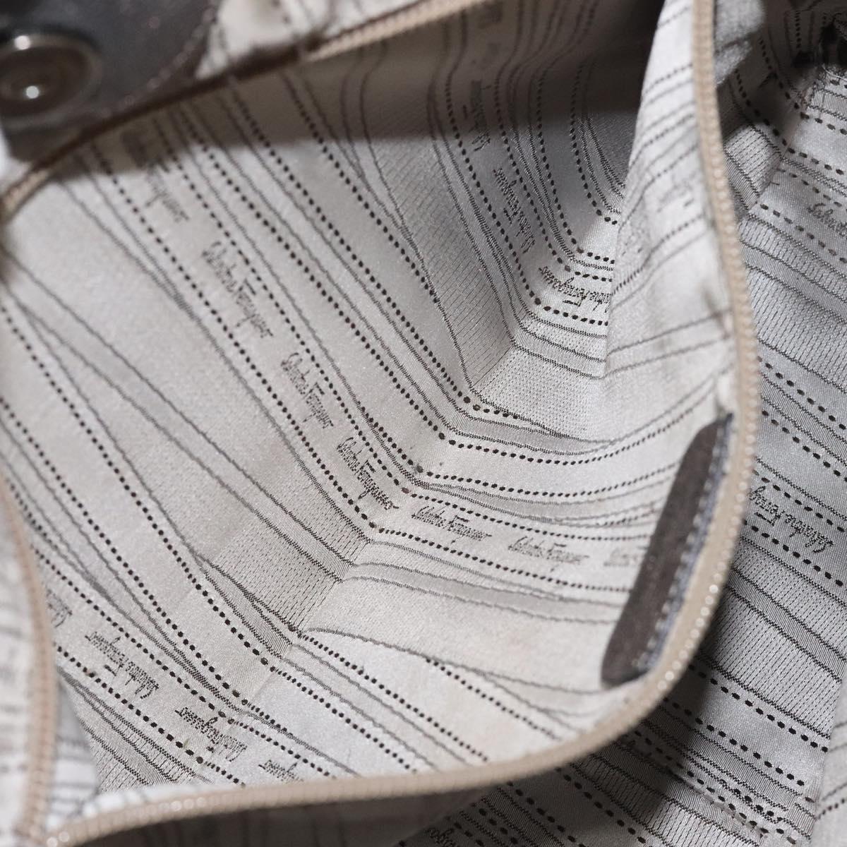 Salvatore Ferragamo Shoulder Bag Leather Champagne Gold Auth BA1746