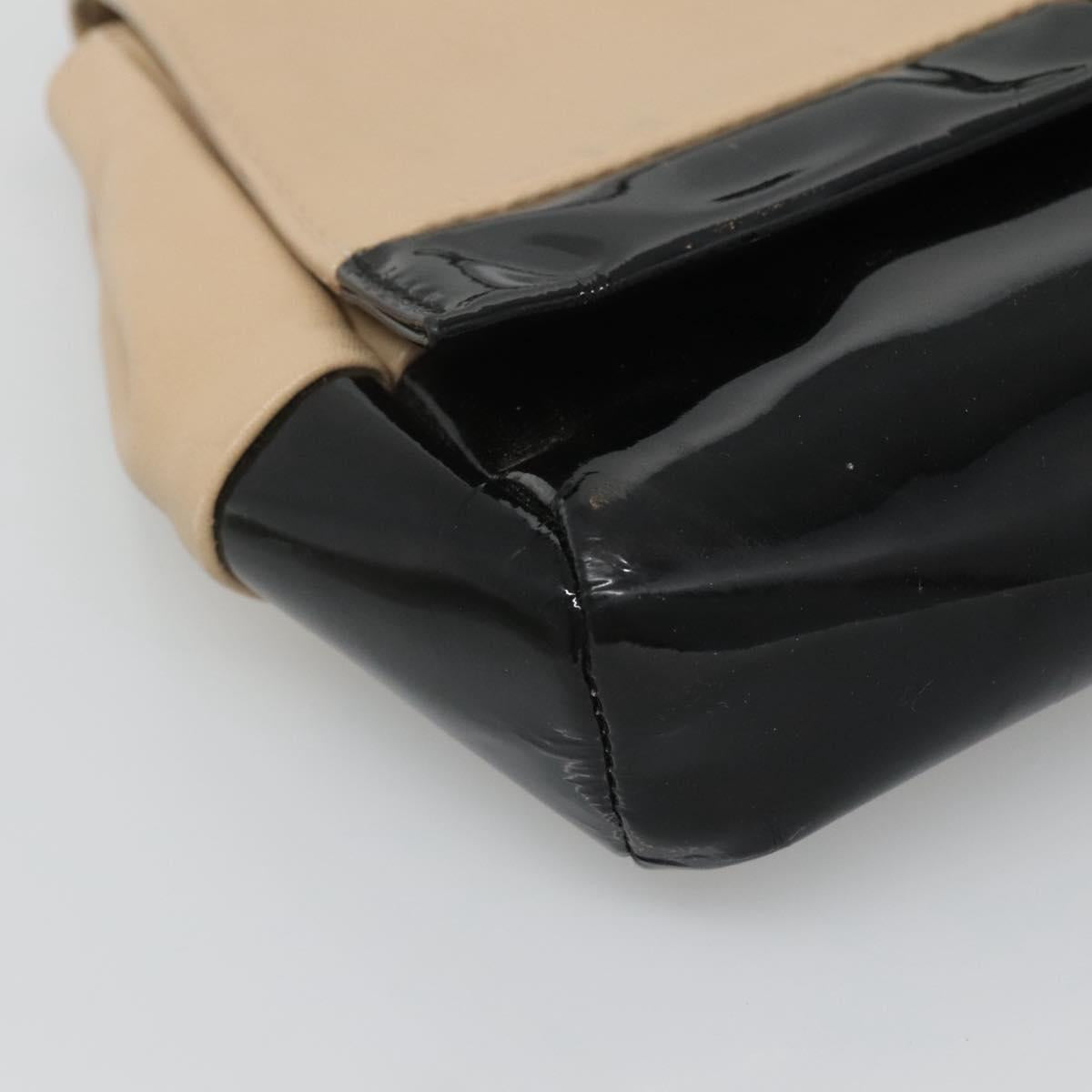 Salvatore Ferragamo Shoulder Bag Taurillon Leather Beige Gold Auth BA1749