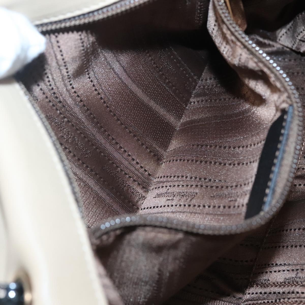 Salvatore Ferragamo Shoulder Bag Taurillon Leather Beige Gold Auth BA1749