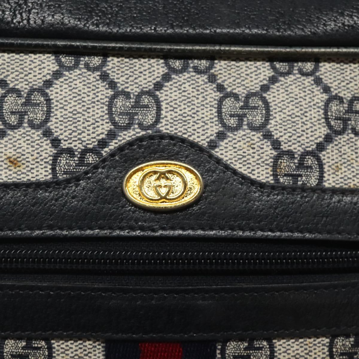 GUCCI GG Supreme Sherry Line Shoulder Bag PVC Navy Gold 14 02 005 Auth BA1764