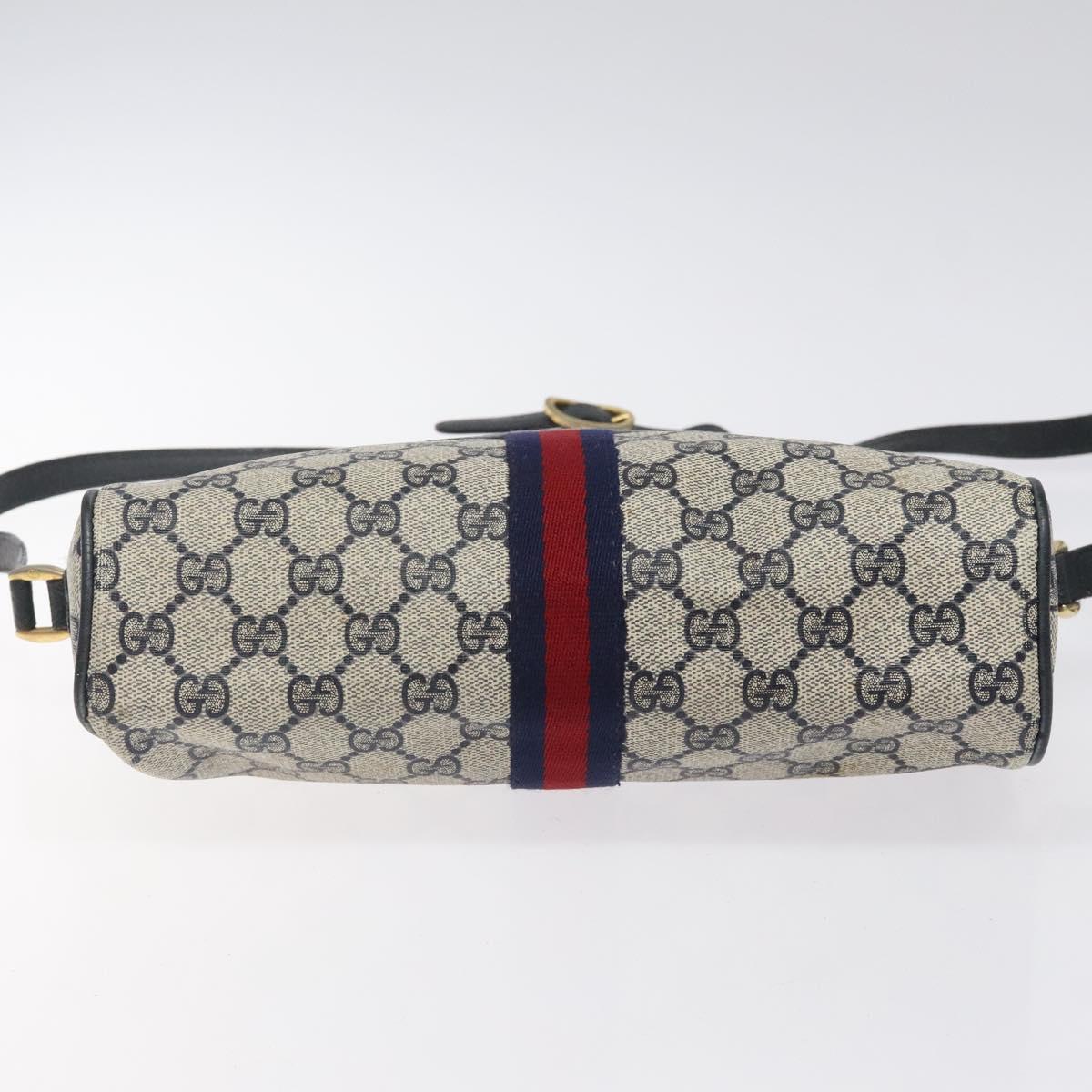GUCCI GG Supreme Sherry Line Shoulder Bag PVC Navy Gold 14 02 005 Auth BA1764