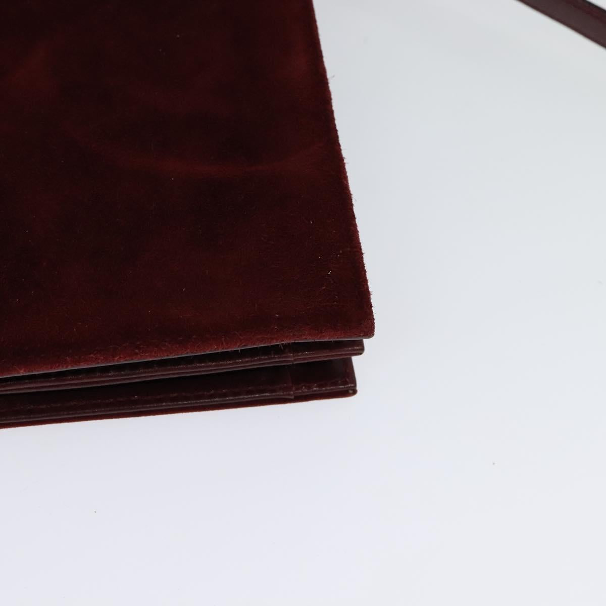 Salvatore Ferragamo Shoulder Bag Suede Bordeaux Gold Auth BA1768