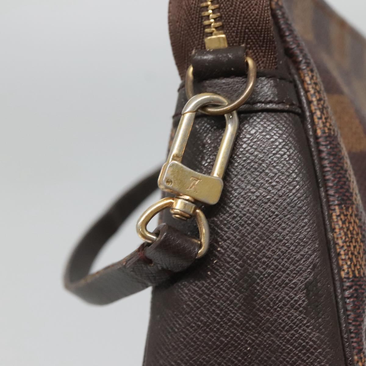 LOUIS VUITTON Damier Ebene Trousse Makeup Pouch N51982 LV Auth BA1789