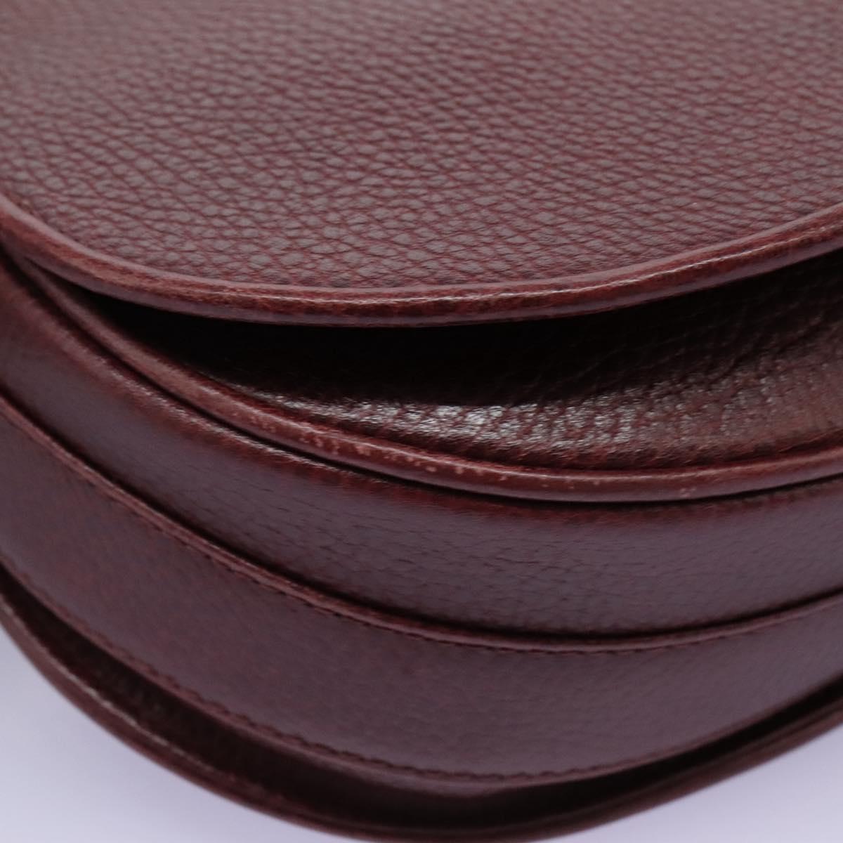 CARTIER Must Line Shoulder Bag Leather Bordeaux Gold Auth BA1792