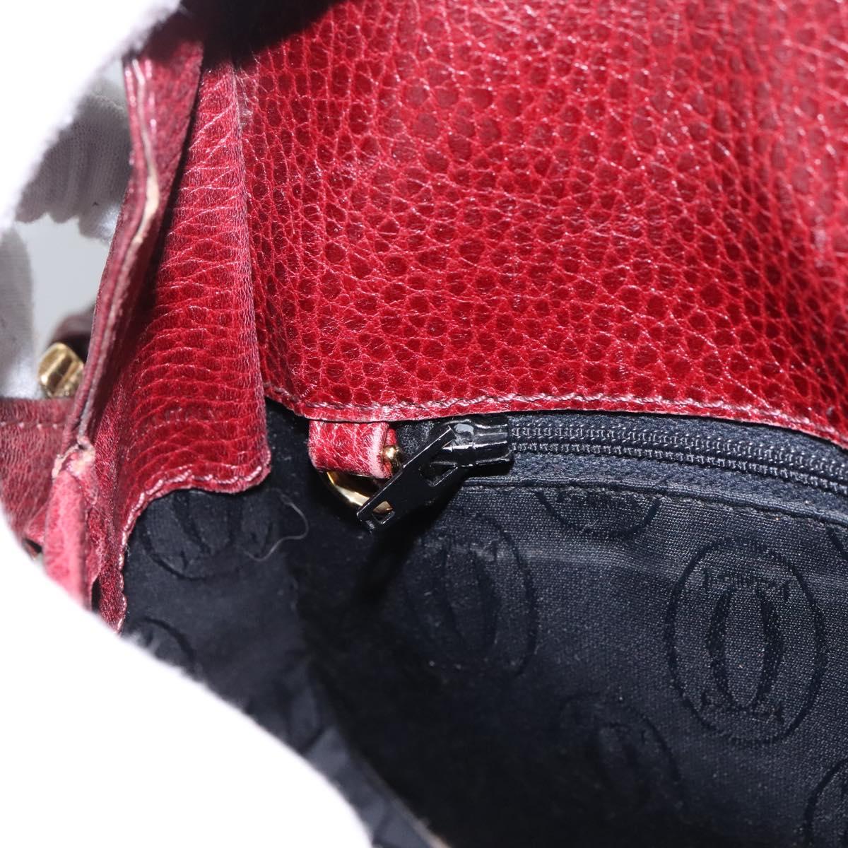 CARTIER Must Line Shoulder Bag Leather Bordeaux Gold Auth BA1792