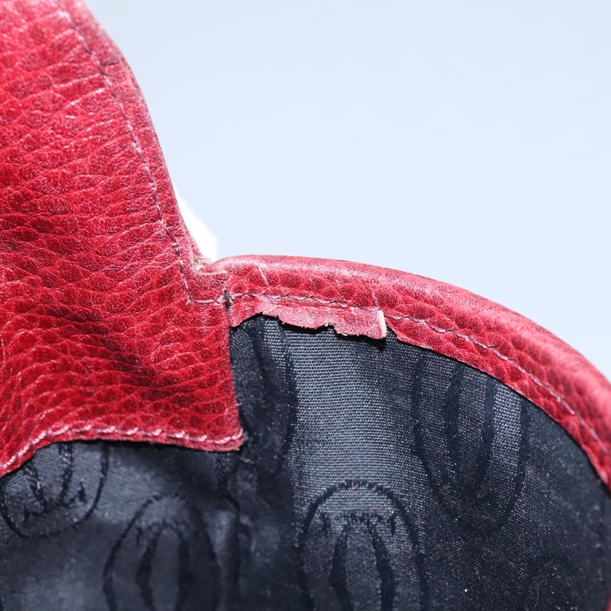 CARTIER Must Line Shoulder Bag Leather Bordeaux Gold Auth BA1792