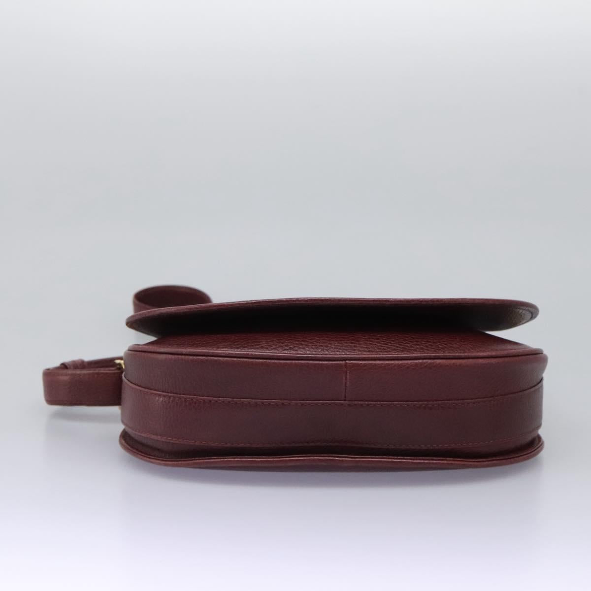 CARTIER Must Line Shoulder Bag Leather Bordeaux Gold Auth BA1792