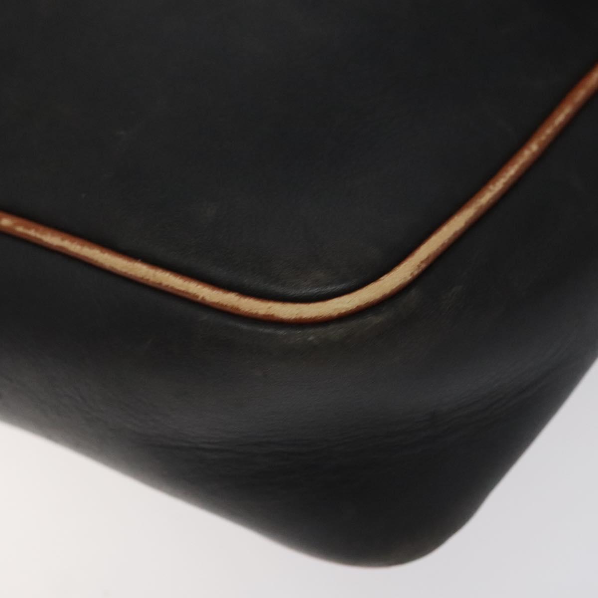 CELINE Shoulder Bag Leather Black Gold Auth BA1801