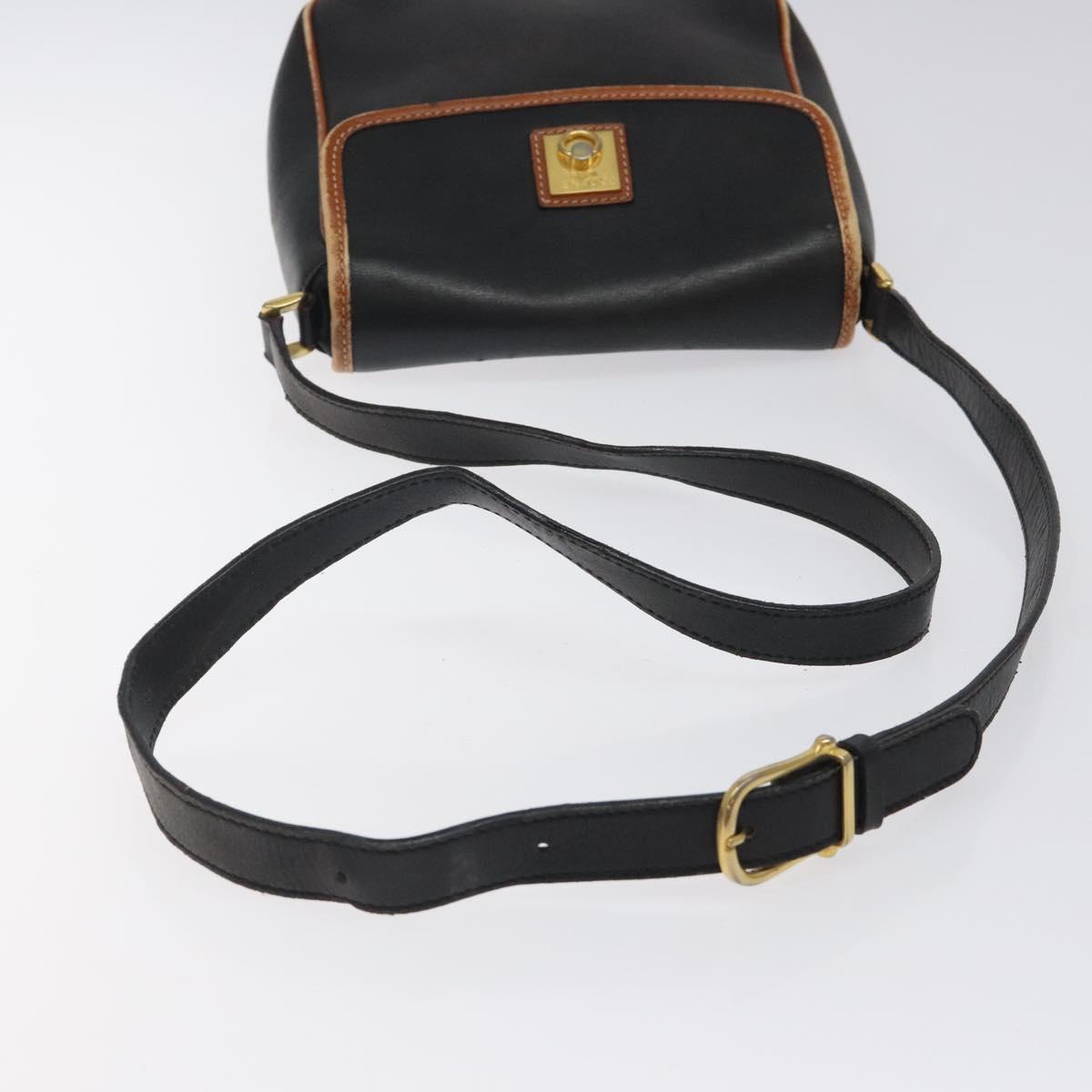 CELINE Shoulder Bag Leather Black Gold Auth BA1801