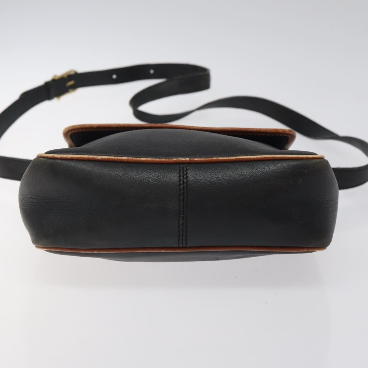 CELINE Shoulder Bag Leather Black Gold Auth BA1801