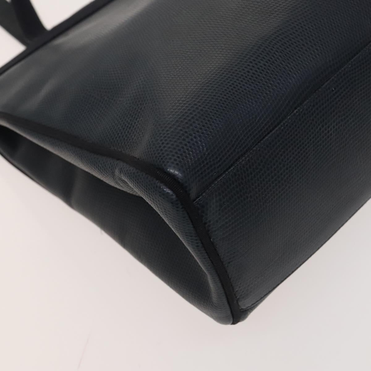 Salvatore Ferragamo Tote Bag Leather Embossed Navy Gold Auth BA1802