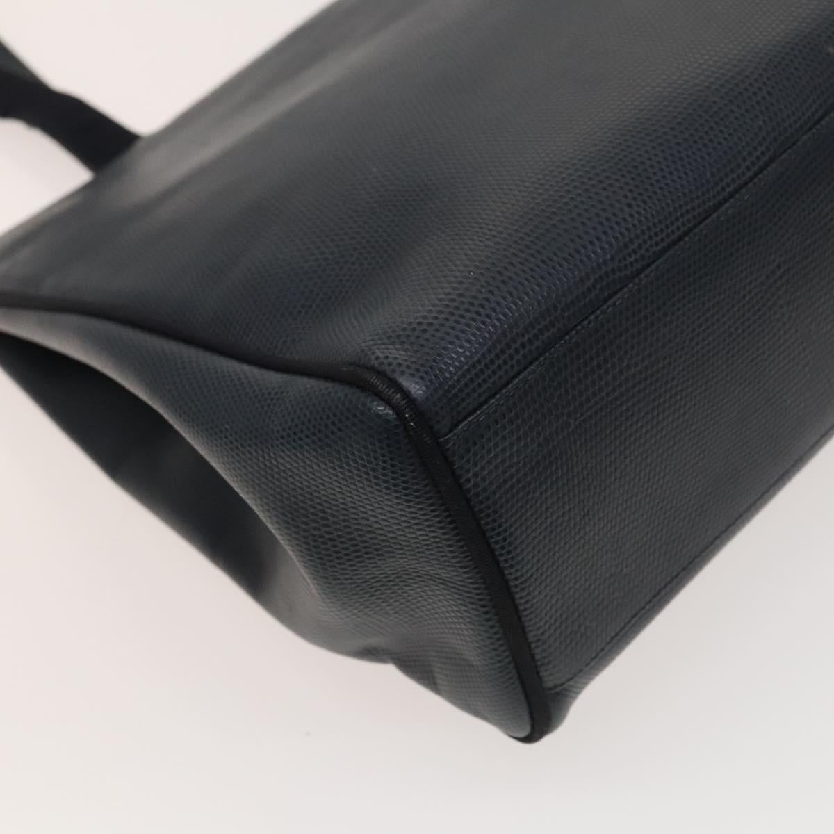 Salvatore Ferragamo Tote Bag Leather Embossed Navy Gold Auth BA1802