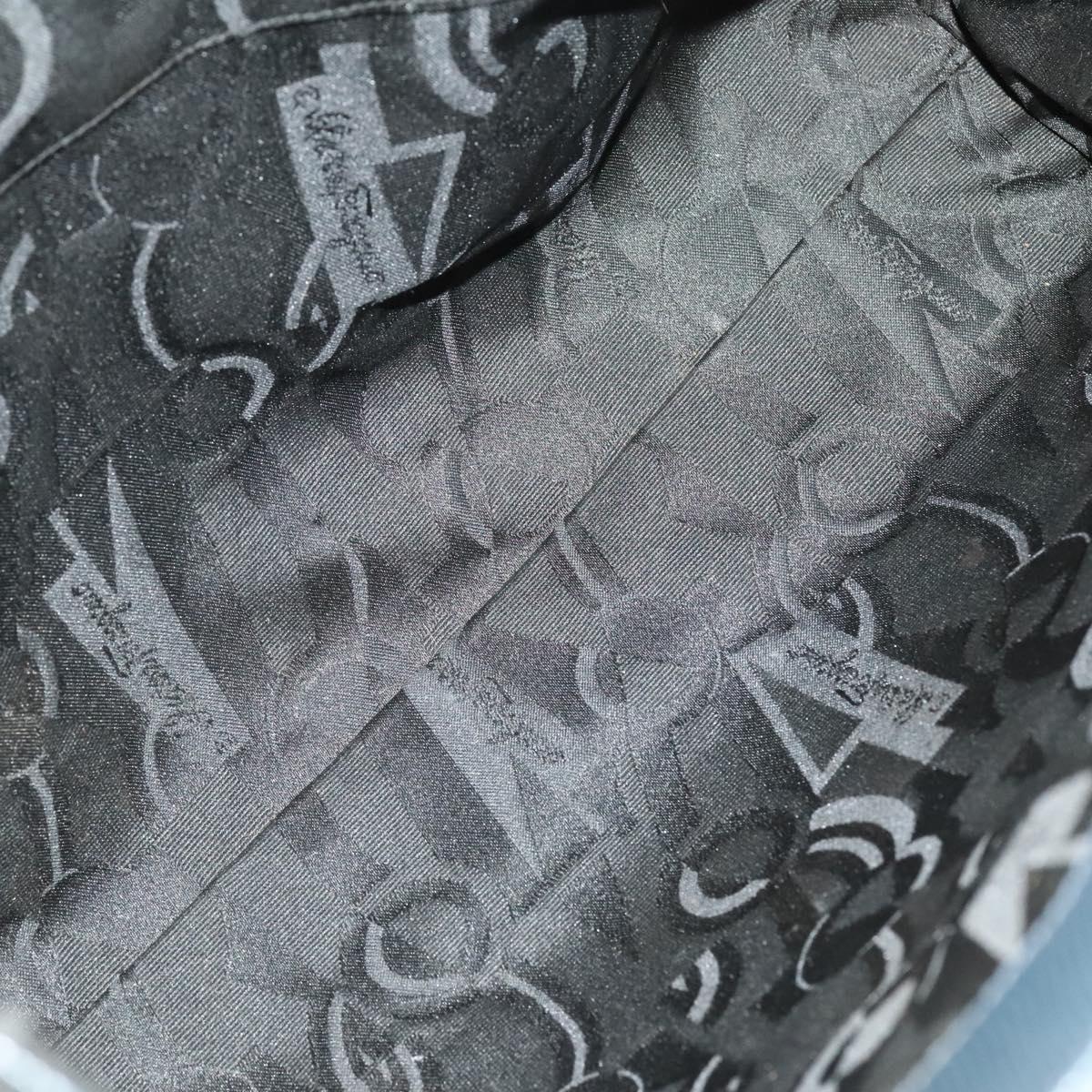 Salvatore Ferragamo Tote Bag Leather Embossed Navy Gold Auth BA1802