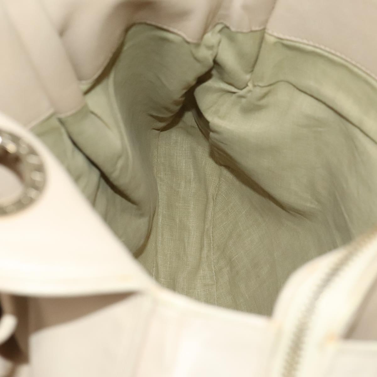 BVLGARI Tote Bag Leather Beige Gold Auth BA1803