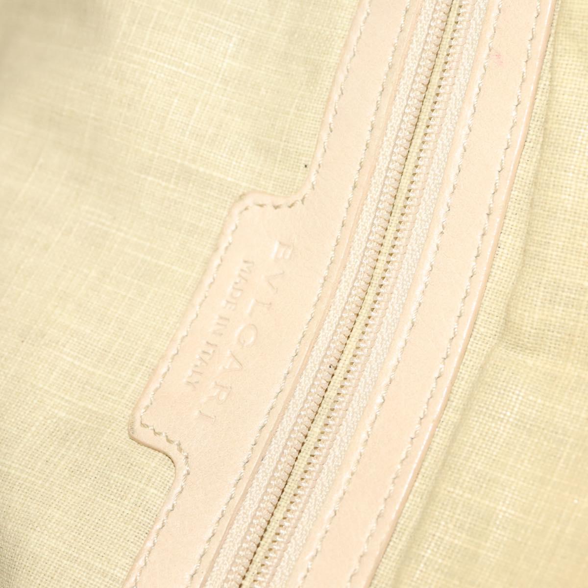 BVLGARI Tote Bag Leather Beige Gold Auth BA1803