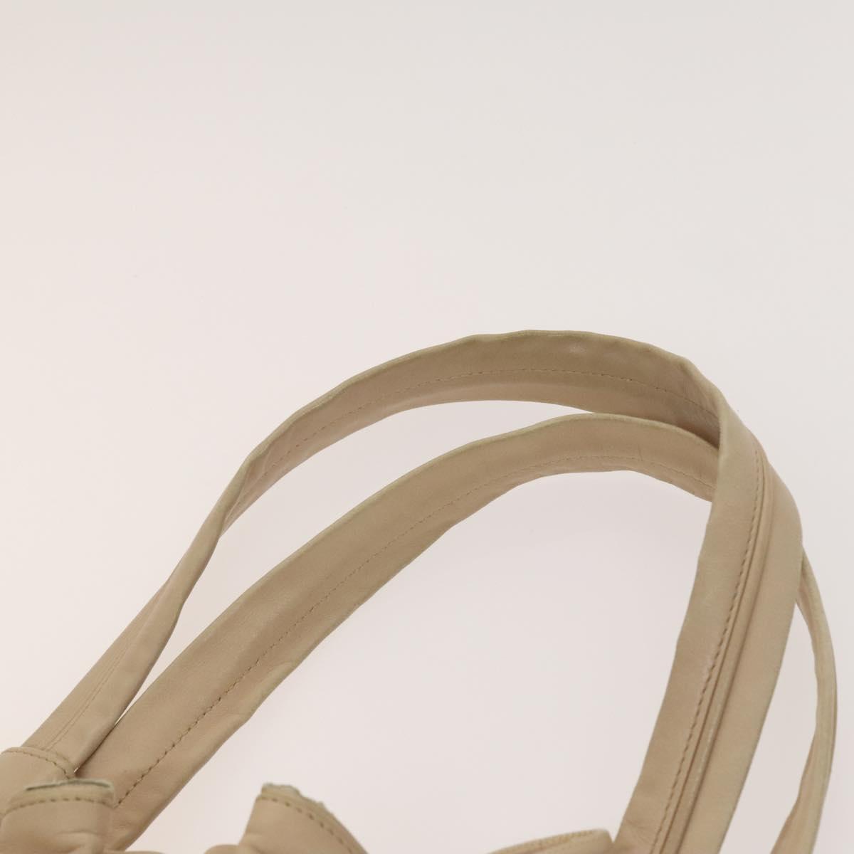 BVLGARI Tote Bag Leather Beige Gold Auth BA1803