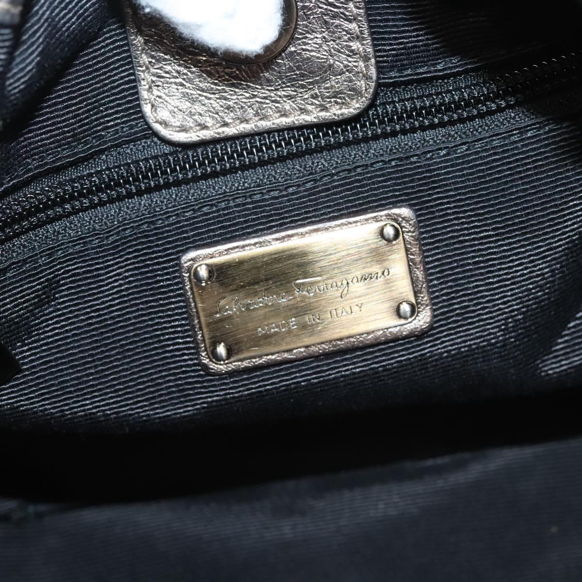 Salvatore Ferragamo Vala Shoulder Bag Leather Champagne Gold Auth BA1804