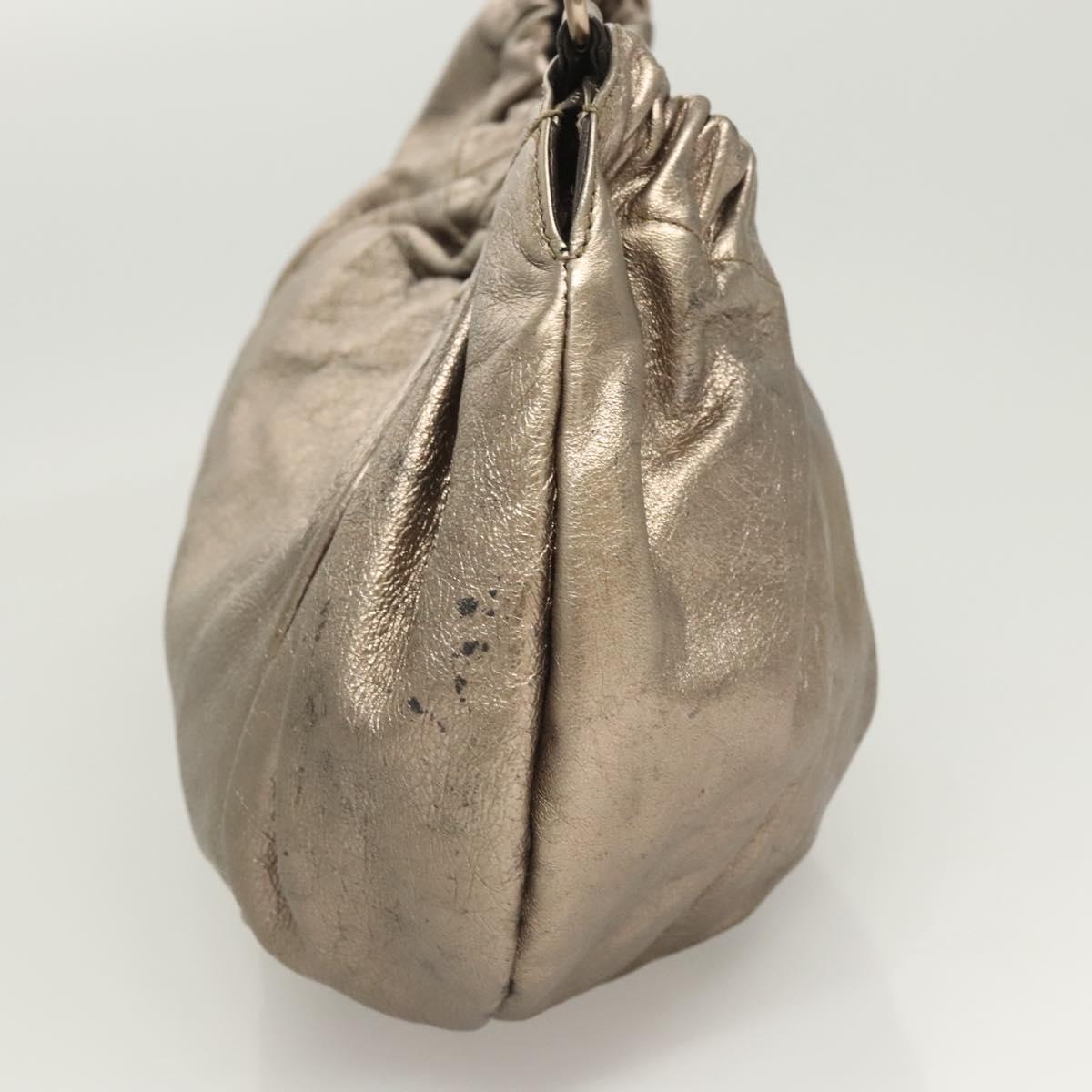 Salvatore Ferragamo Vala Shoulder Bag Leather Champagne Gold Auth BA1804