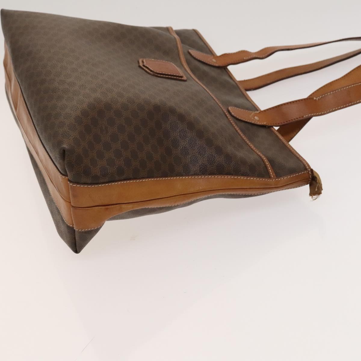 CELINE Macadam Canvas Tote Bag PVC Leather Brown Auth BA1814