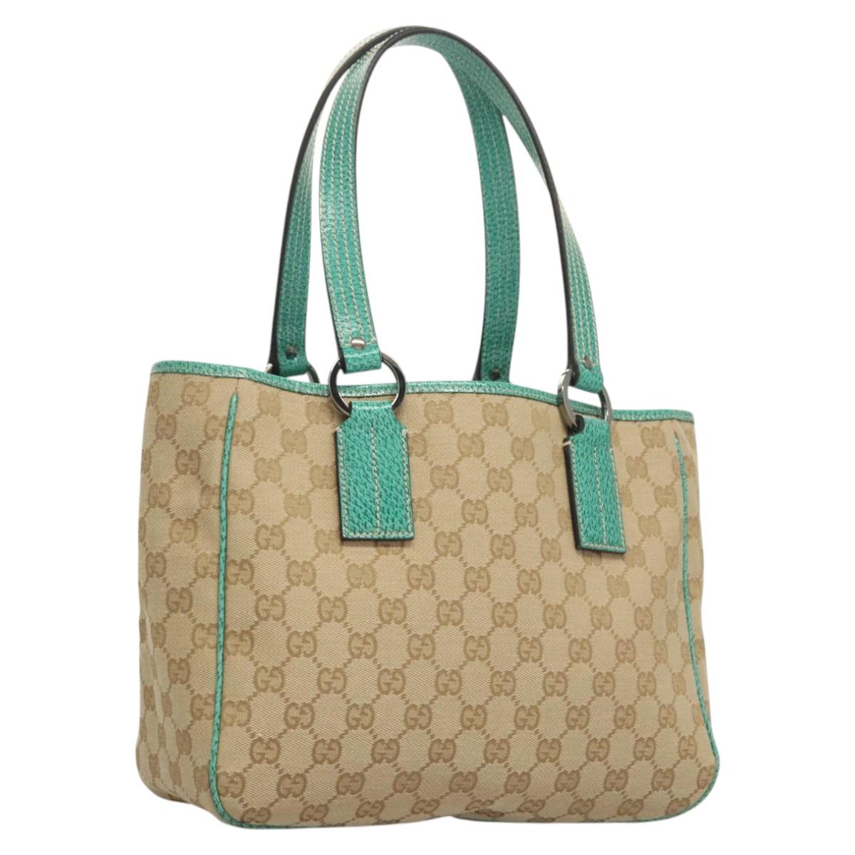 GUCCI GG Canvas Tote Bag Beige Silver 113019 Auth BA1823