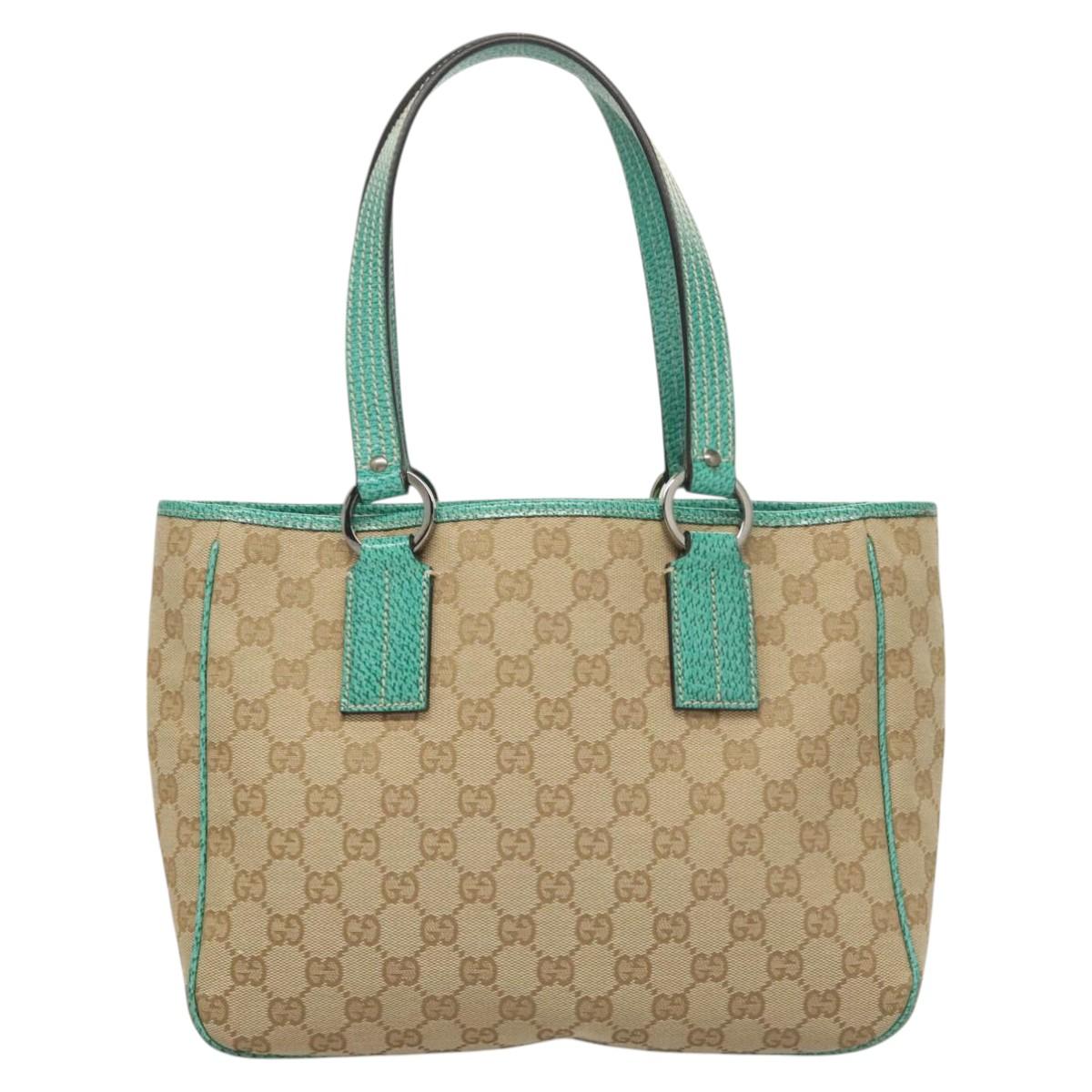 GUCCI GG Canvas Tote Bag Beige Silver 113019 Auth BA1823