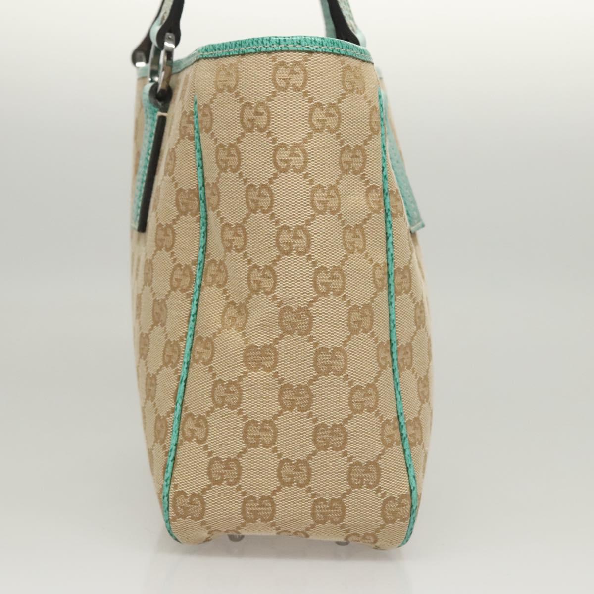 GUCCI GG Canvas Tote Bag Beige Silver 113019 Auth BA1823