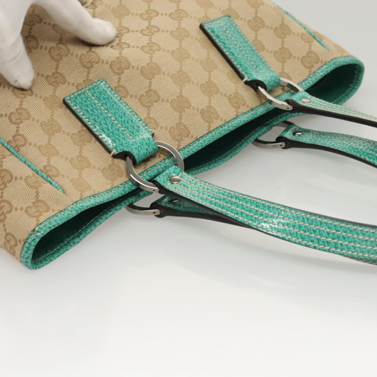 GUCCI GG Canvas Tote Bag Beige Silver 113019 Auth BA1823