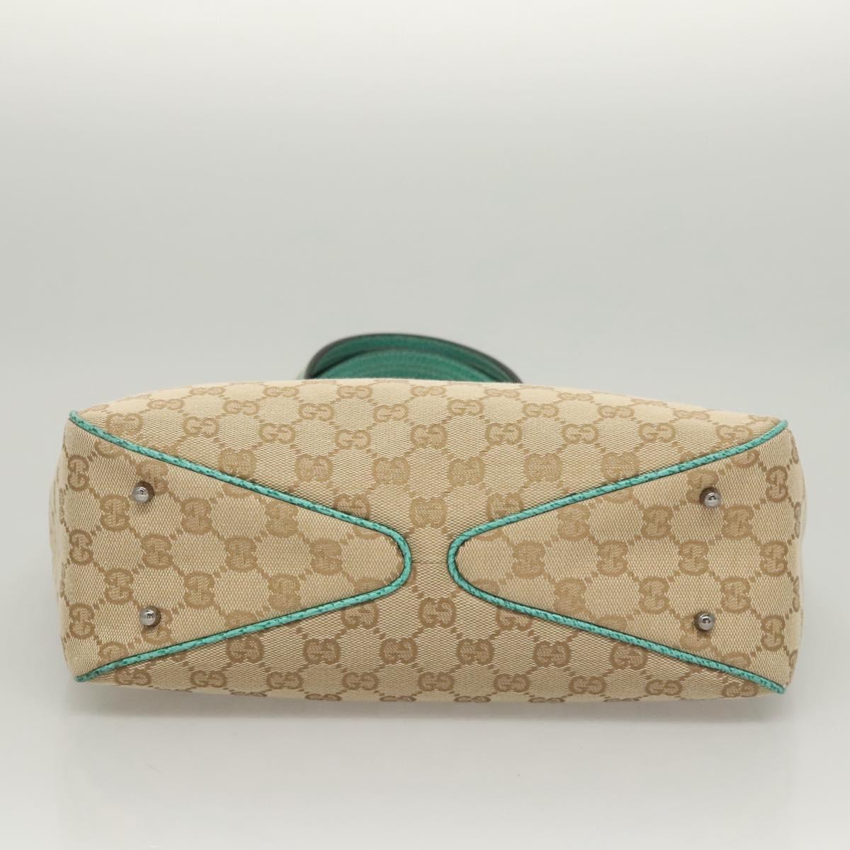 GUCCI GG Canvas Tote Bag Beige Silver 113019 Auth BA1823