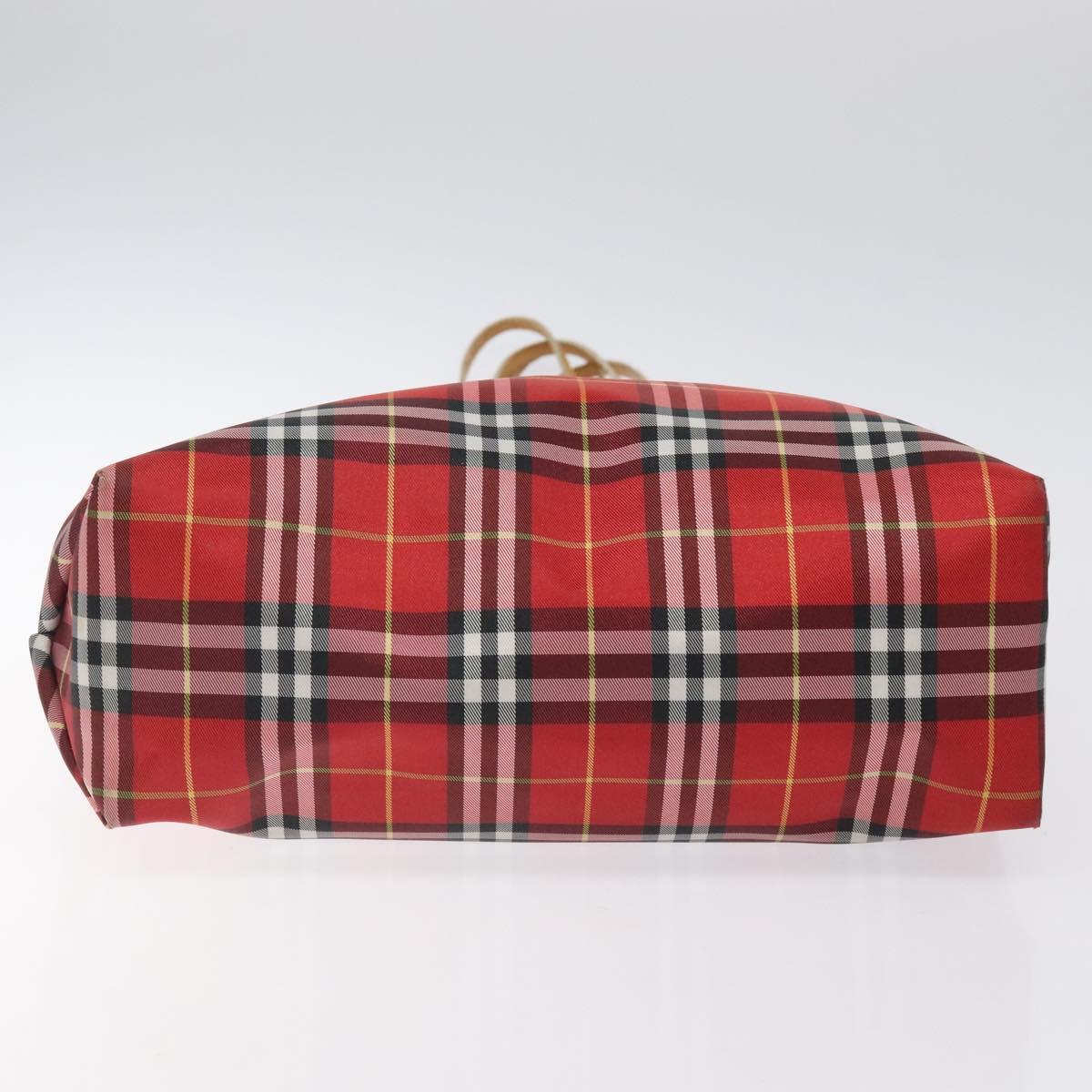 BURBERRY Nova Check Tote Bag Nylon Red Auth BA1829