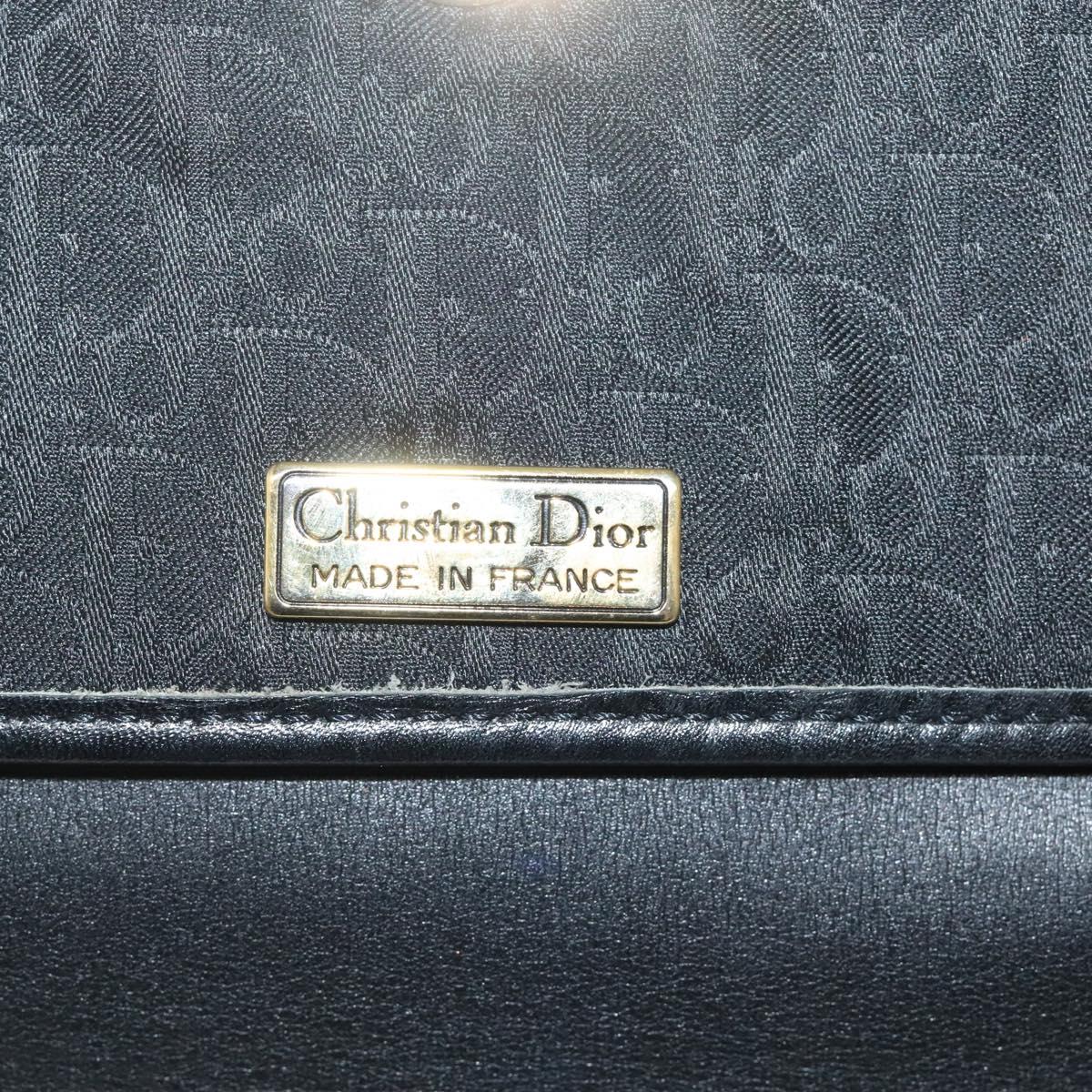 Christian Dior Trotter Canvas Shoulder Bag Black Gold Auth BA1830
