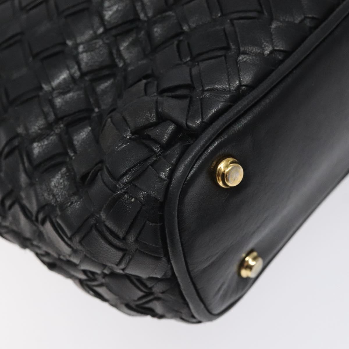 BALLY Quilted Shoulder Bag Leather Black Gold Auth BA1832