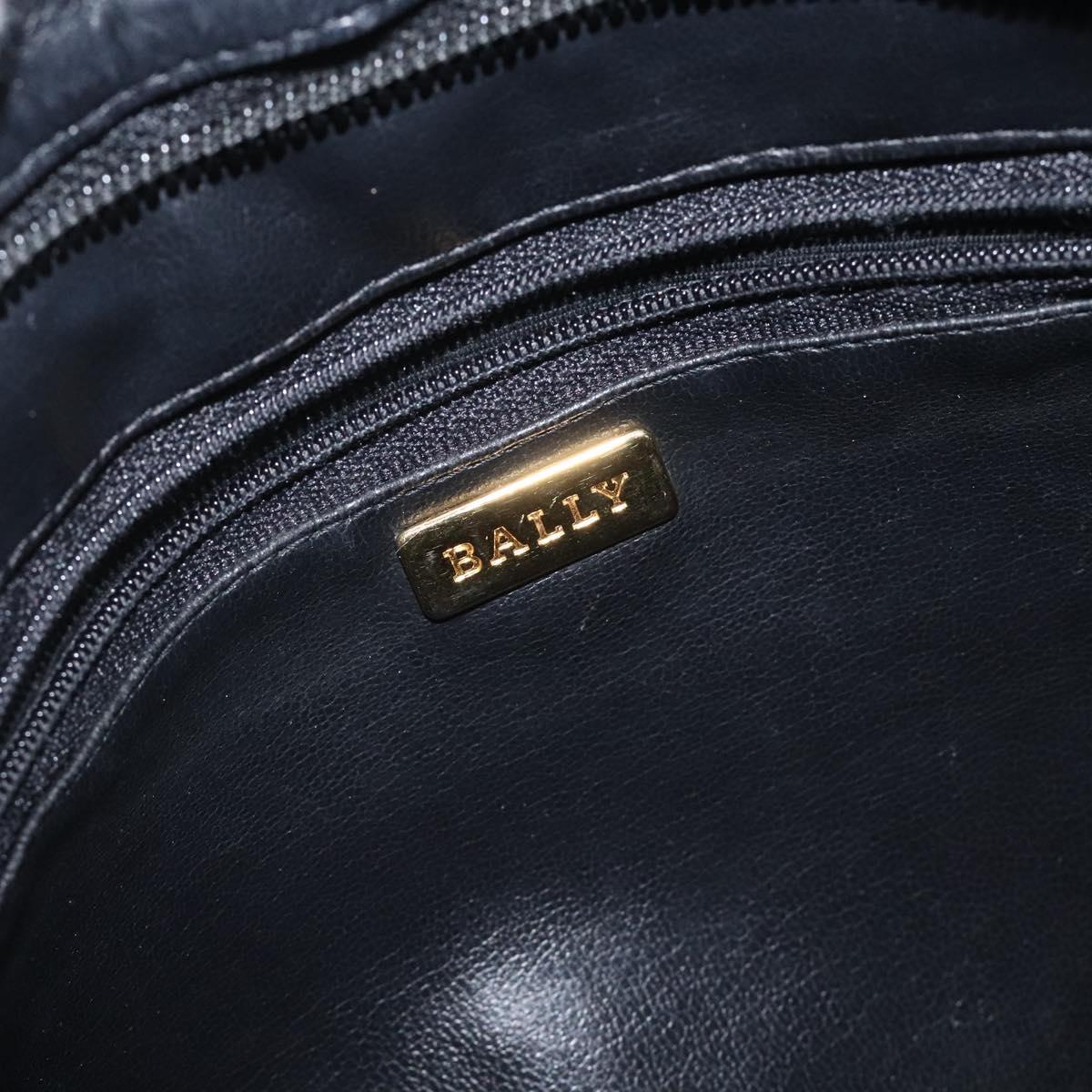BALLY Quilted Shoulder Bag Leather Black Gold Auth BA1832