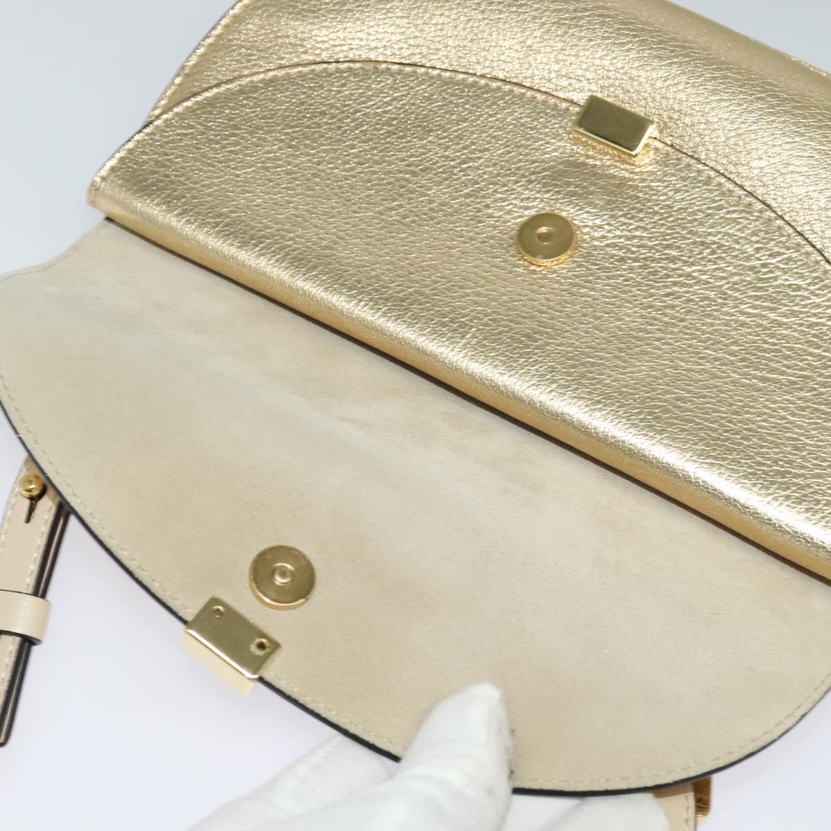 Chloe Georgia Shoulder Bag Leather Gold Auth BA1844