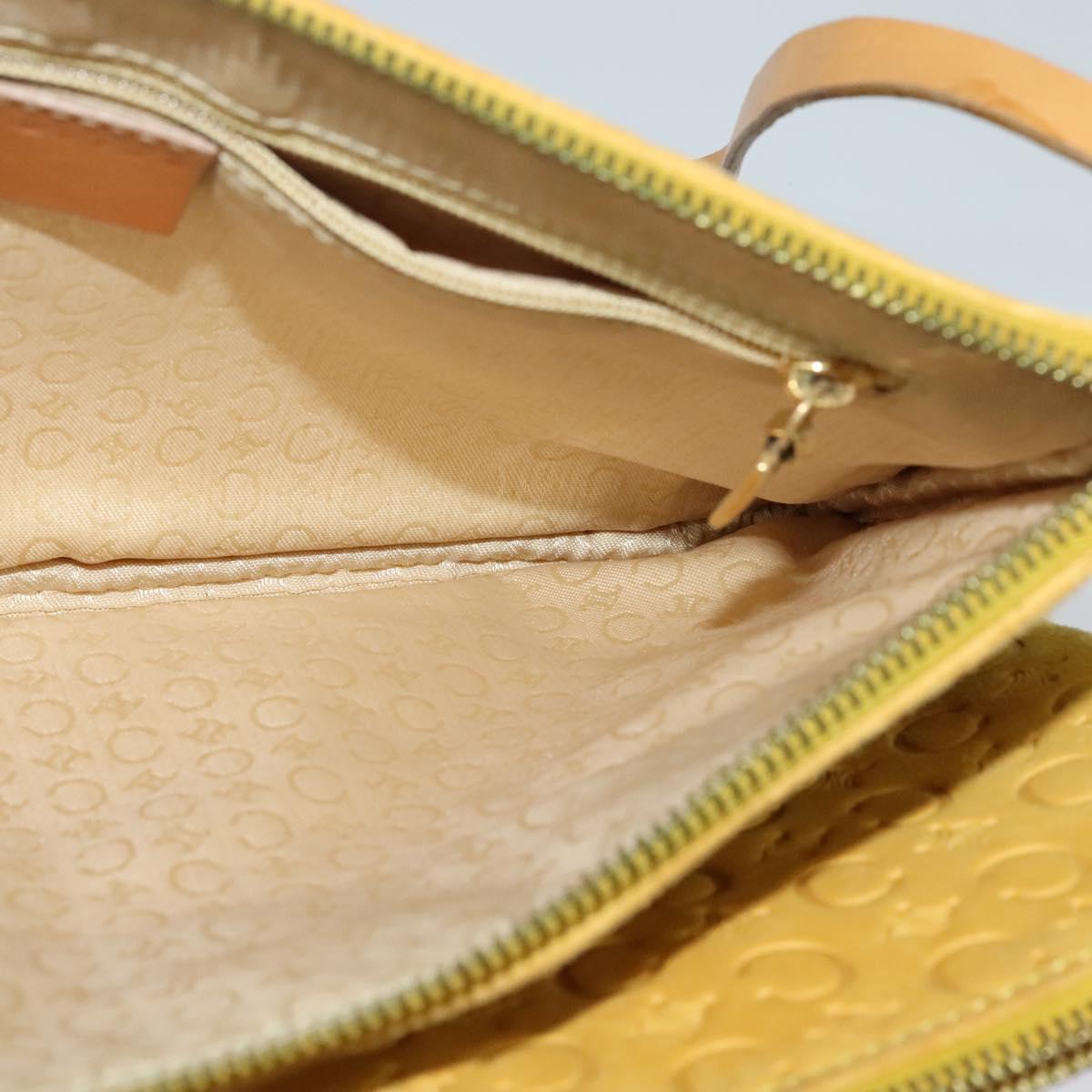 CELINE C Macadam Canvas Shoulder Bag Suede Yellow Gold Auth BA1861