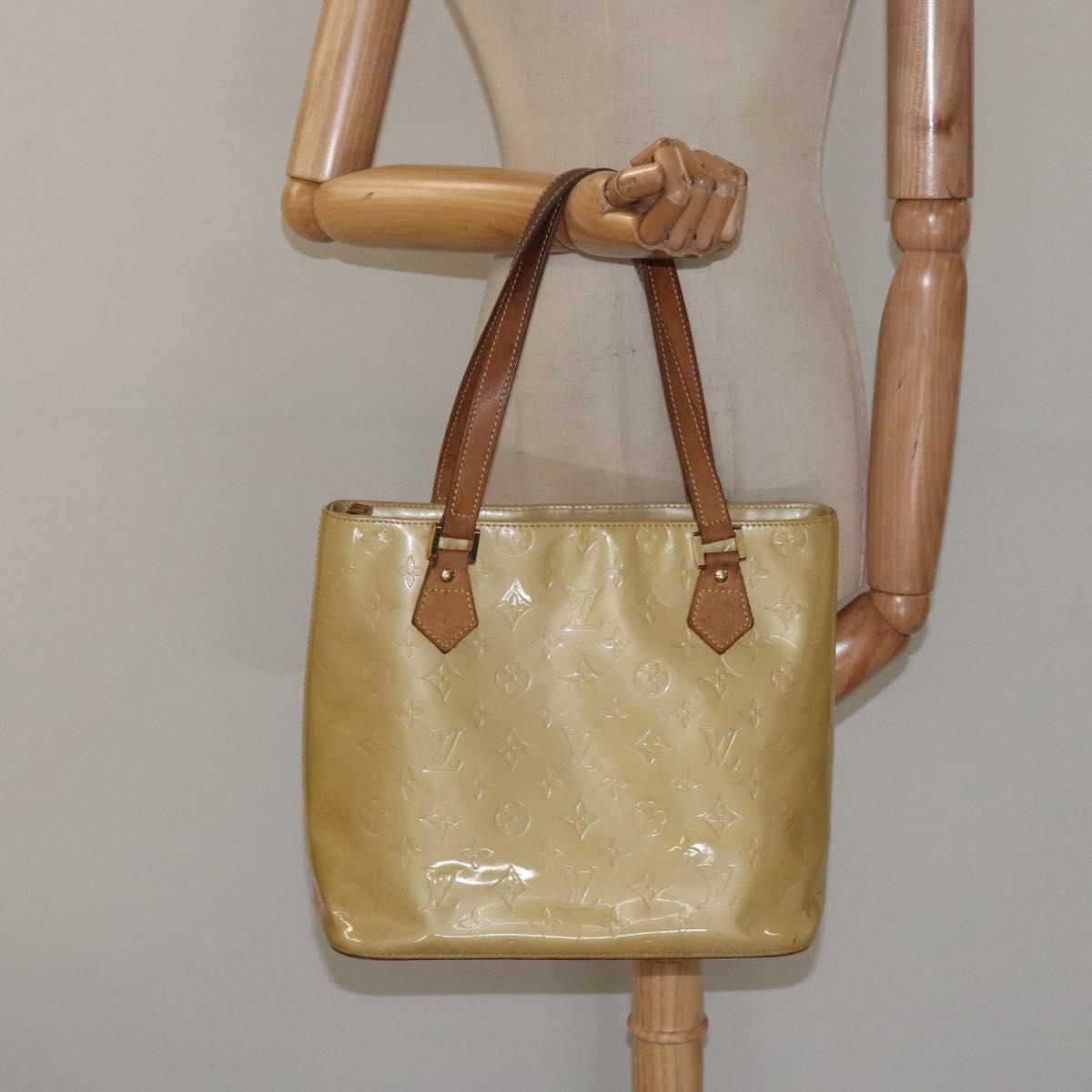 LOUIS VUITTON Monogram Vernis Houston Hand Bag Beige M91004 LV Auth BA1876