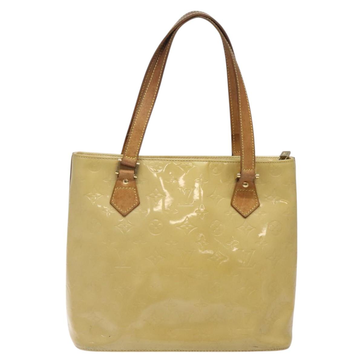LOUIS VUITTON Monogram Vernis Houston Hand Bag Beige M91004 LV Auth BA1876