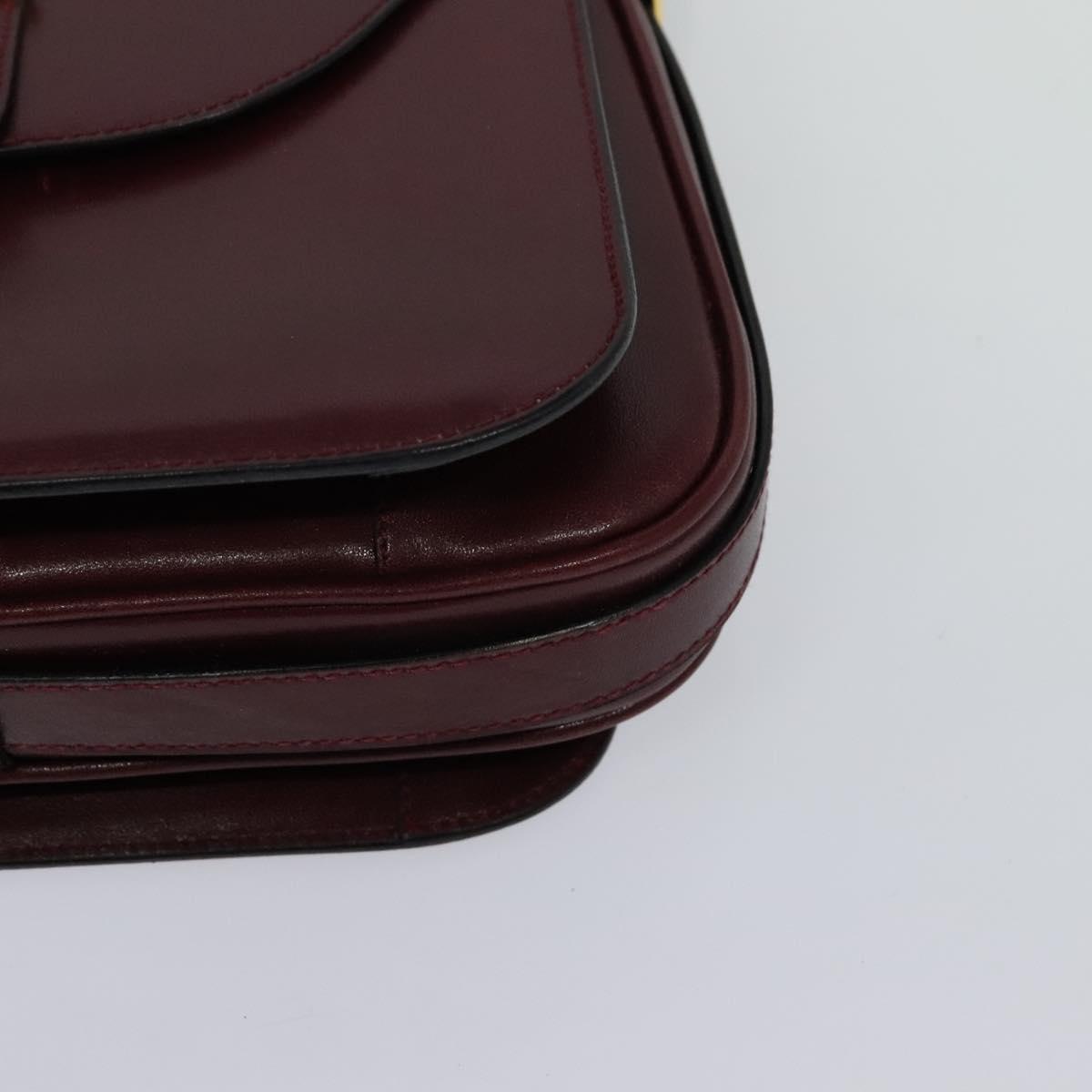 BALLY Shoulder Bag Leather Bordeaux Gold Auth BA1889